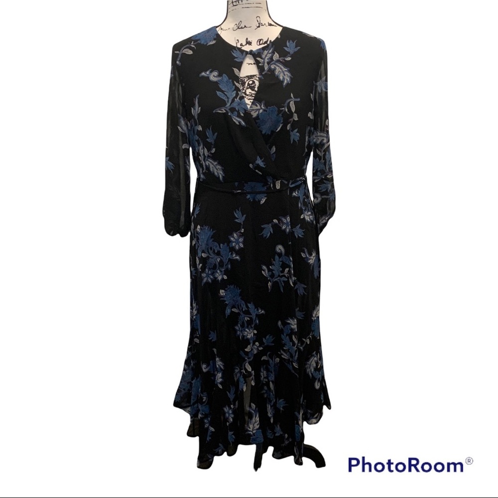 Nwt Madison Tara Chiffon Long Sleeves Floral Dress